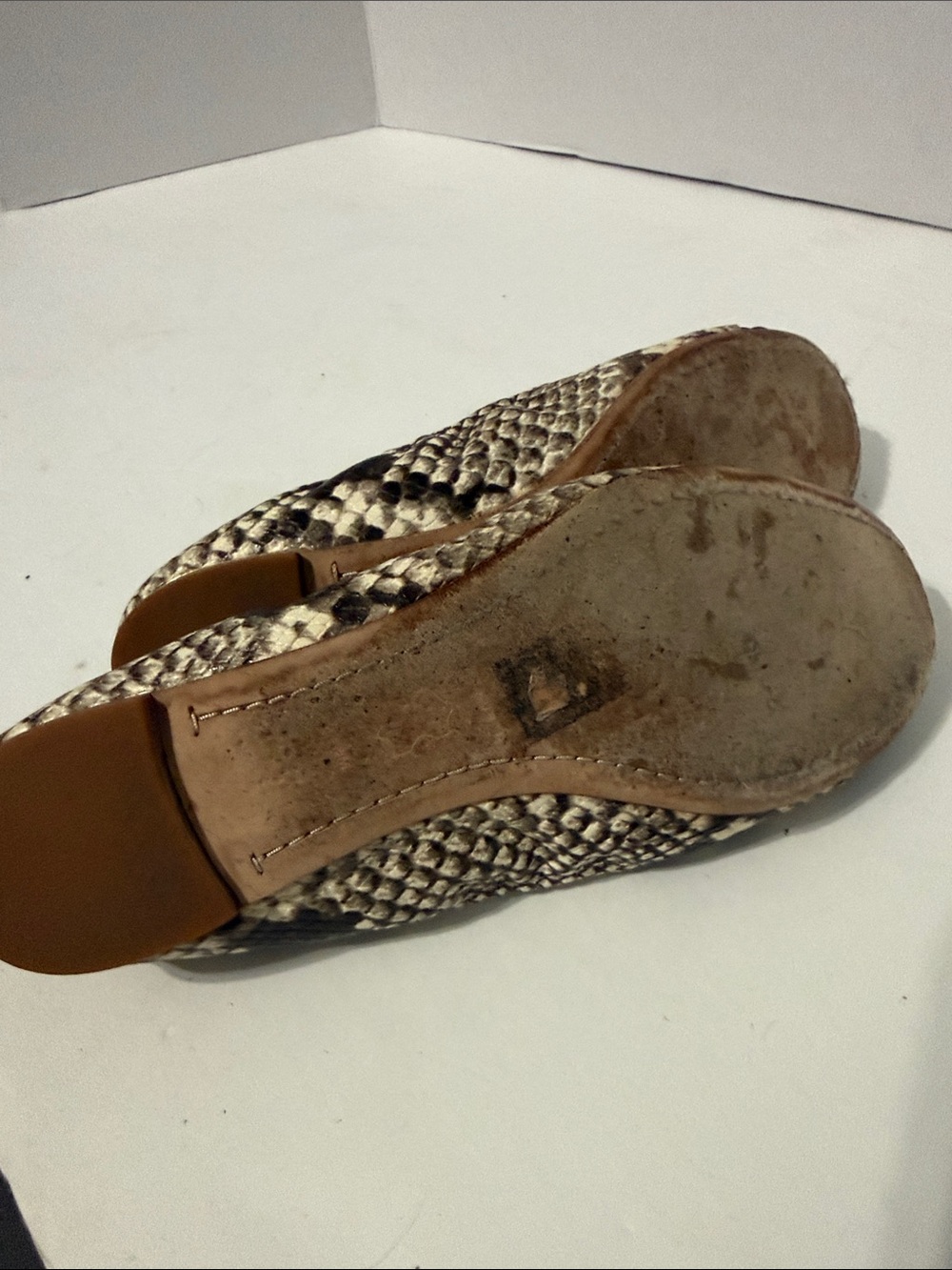 Tory Burch Minnie Cap-Toe Python Embossed Leather Ballet Flats Size 38 US 7.5 - Picture 5 of 6